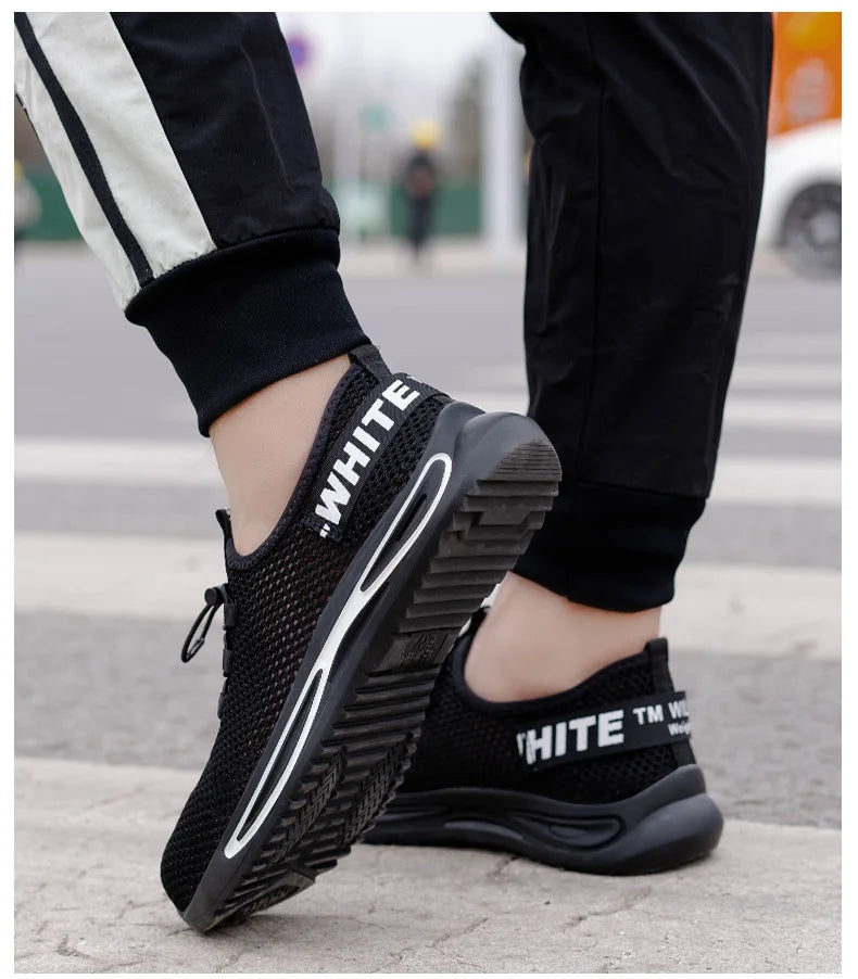 Breathable safety shoes summer man anti puncture safety work sneakers with iron toe male safety shoes men lightweight work shoes