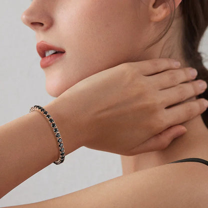 3mm 4mm Black Moissanite Tennis Bracelet Full Diamond GRA 925 Sterling Silver Plated 18k Hiphop Bracelets for Women Man