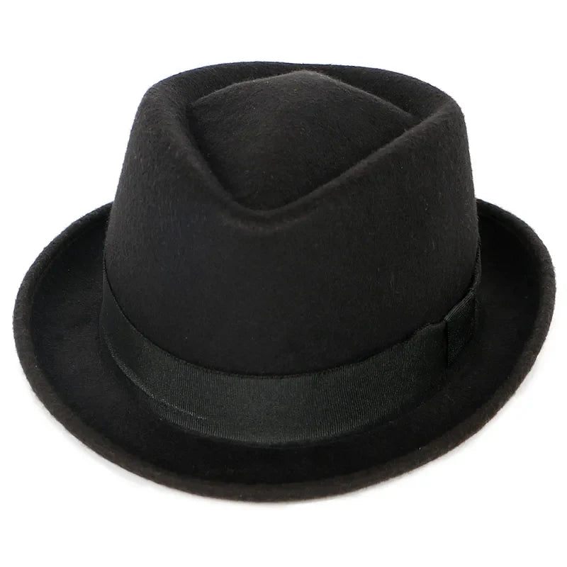 Classic Fedoras Men's Hat Fashion Autumn 2026 Solid Winter Short Sleeve Fedora Jazz Top Hats Women Black Gentleman Felt Cap