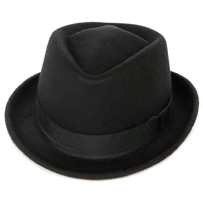 Classic Fedoras Men's Hat Fashion Autumn 2026 Solid Winter Short Sleeve Fedora Jazz Top Hats Women Black Gentleman Felt Cap