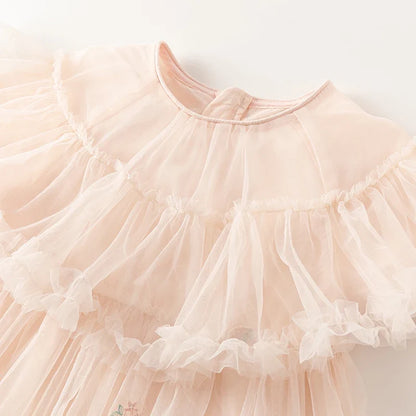 Girl's Princess Dress 2025 New Summer Children's Baby Pink Mesh Wallet Fashion Cute Sweet Charm Party DB2240416