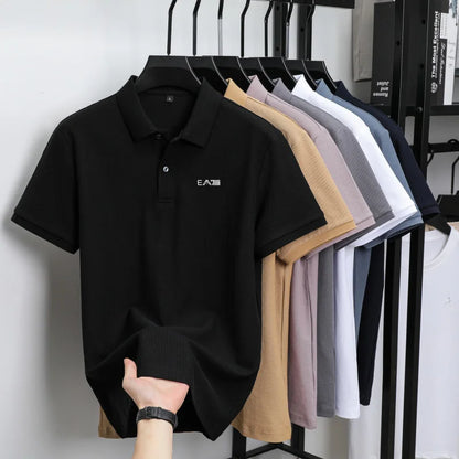 Luxury brand polo shirt short sleeved letter printed men's top summer 100% cotton comfortable breathable casual lapel T-shirt