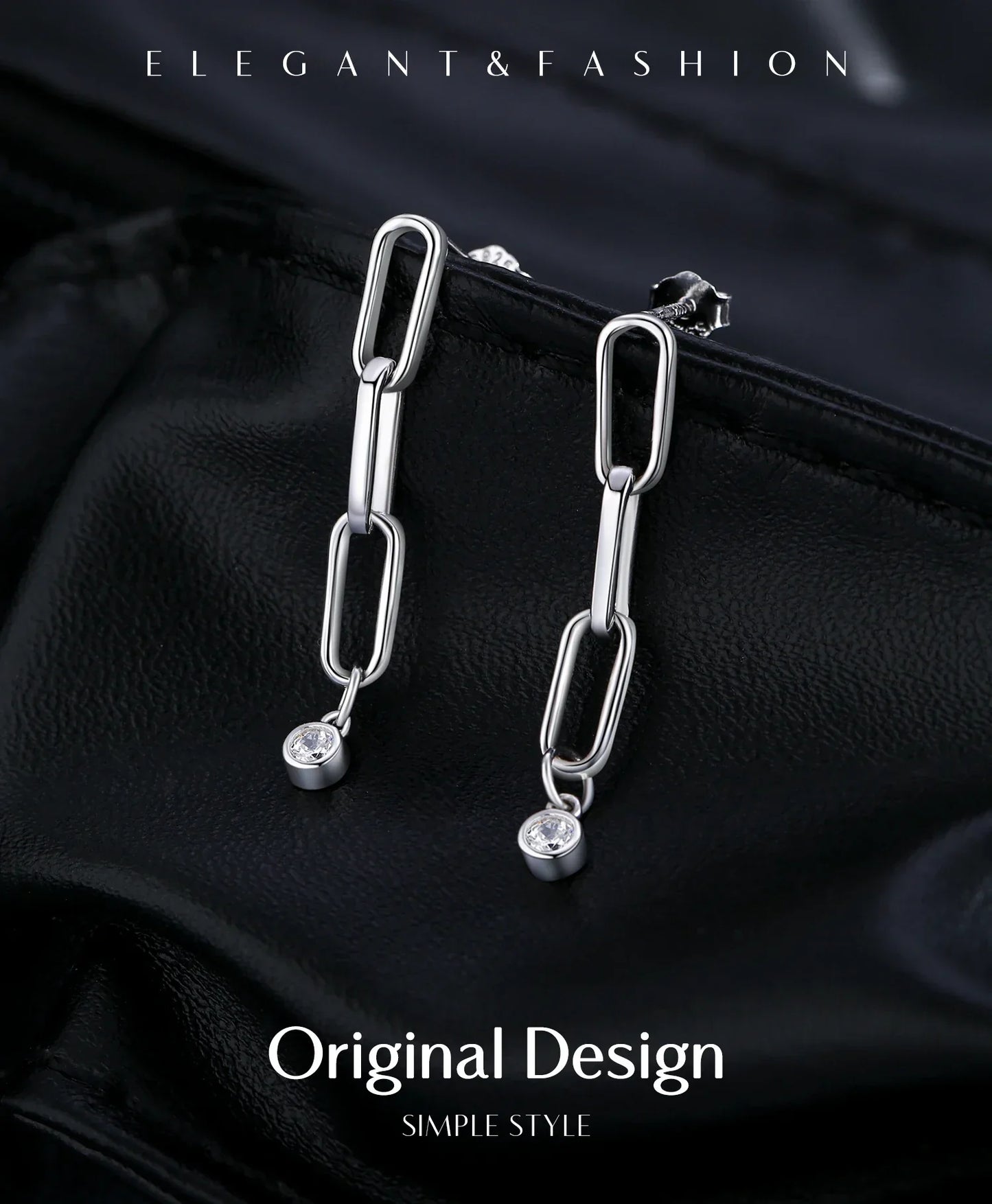 VVS1 Clarity D Color Moissanite Earrings 925 Sterling Silver Fashion Link Chain Stud Earrings For Women Fine Jewelry