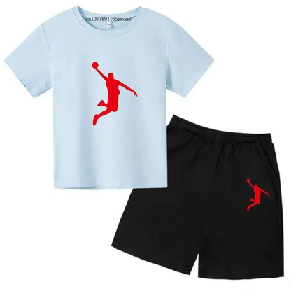 Basketball Idol Print Kids Summer Casual 2pcs T-shirts+Pants Sports Suits 3-13 Years Boys Girls Leisure Outfits Children Clothes