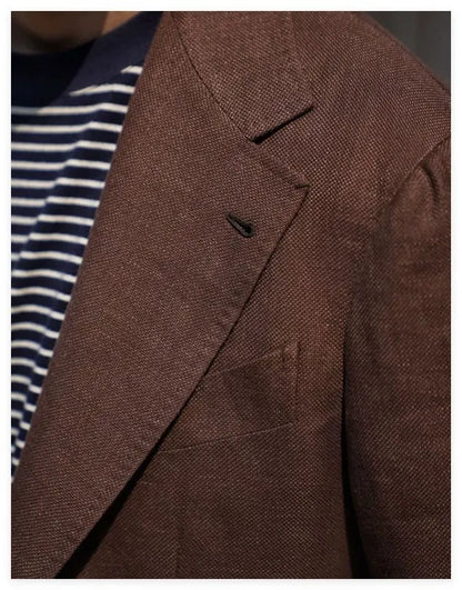 Summer Thin Retro Men's Breathable Linen Small Suit Italian Retro Slim Casual Blazer Trendy