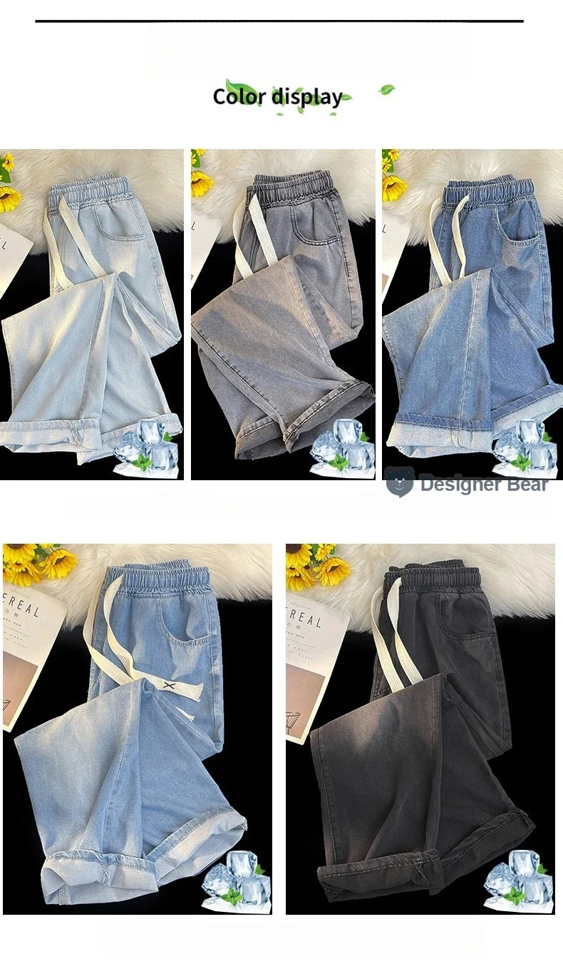 2026 New Spring Summer Men's Baggy Jeans Lyocell Fabric Wide Leg Pants Drawstring Trousers Male City Boy Plus Size S-4 5XL Y2K