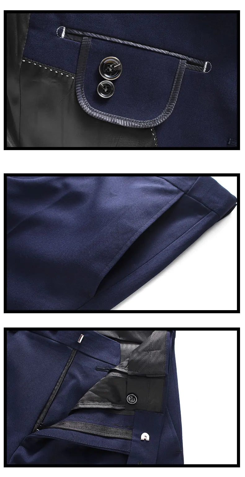 Men's Large Size Three-Piece Suit Set - High-Quality Solid Color Fashion Business Professional Suit with Vest And Trousers