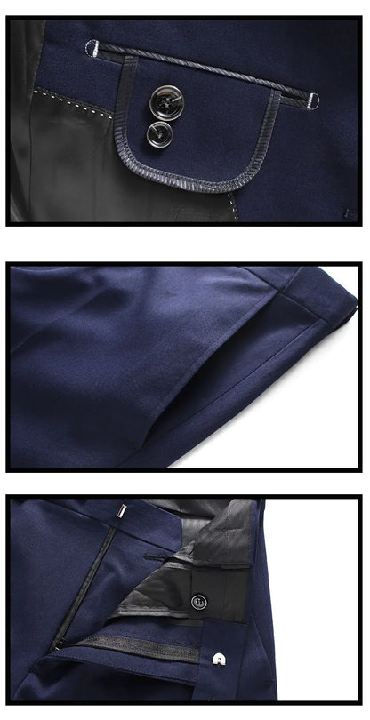 Men's Large Size Three-Piece Suit Set - High-Quality Solid Color Fashion Business Professional Suit with Vest And Trousers