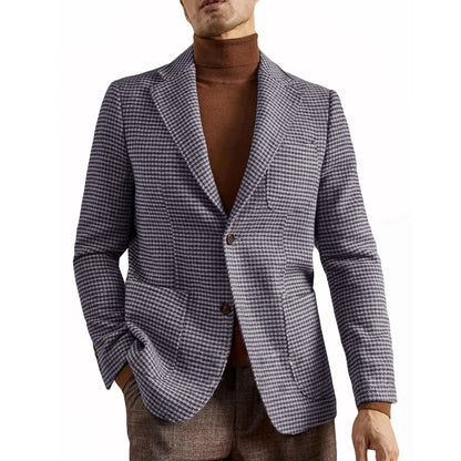 Men's Retro Suit Jacket English Style Casual Men's Large Size Jacket British Gentleman Wool Suit Trendy Tweed Houndstooth Suits