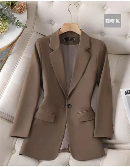 2024 New Green Blazer Women Formal Coat Female Long Sleeve Single Button Straight Jacket Office Ladies Work Wear Blazer Tops 4XL