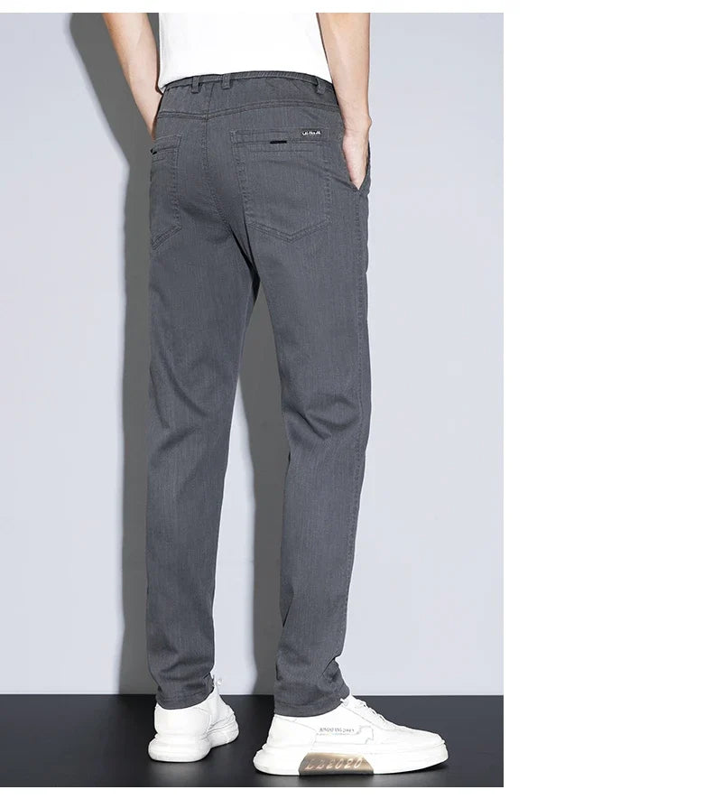 2025 New Men's Casual Pants Spring Summer Thin Business Straight Cotton Stretch Classic Work Trousers Korean Brand Clothing
