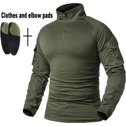 Outdoor Tactical Uniform Military Camo Hiking Training Shirts Workwear Cargo Pants+Pads Airsoft Paintball Hunting Clothes Sets