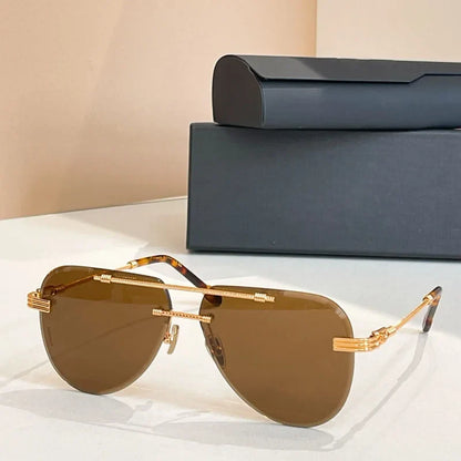 Luxury Boundless Sunglasses 50173U Oval Alloy High Street Premium Quality Premium Quality Double Bridges UV400 with Case Unisex