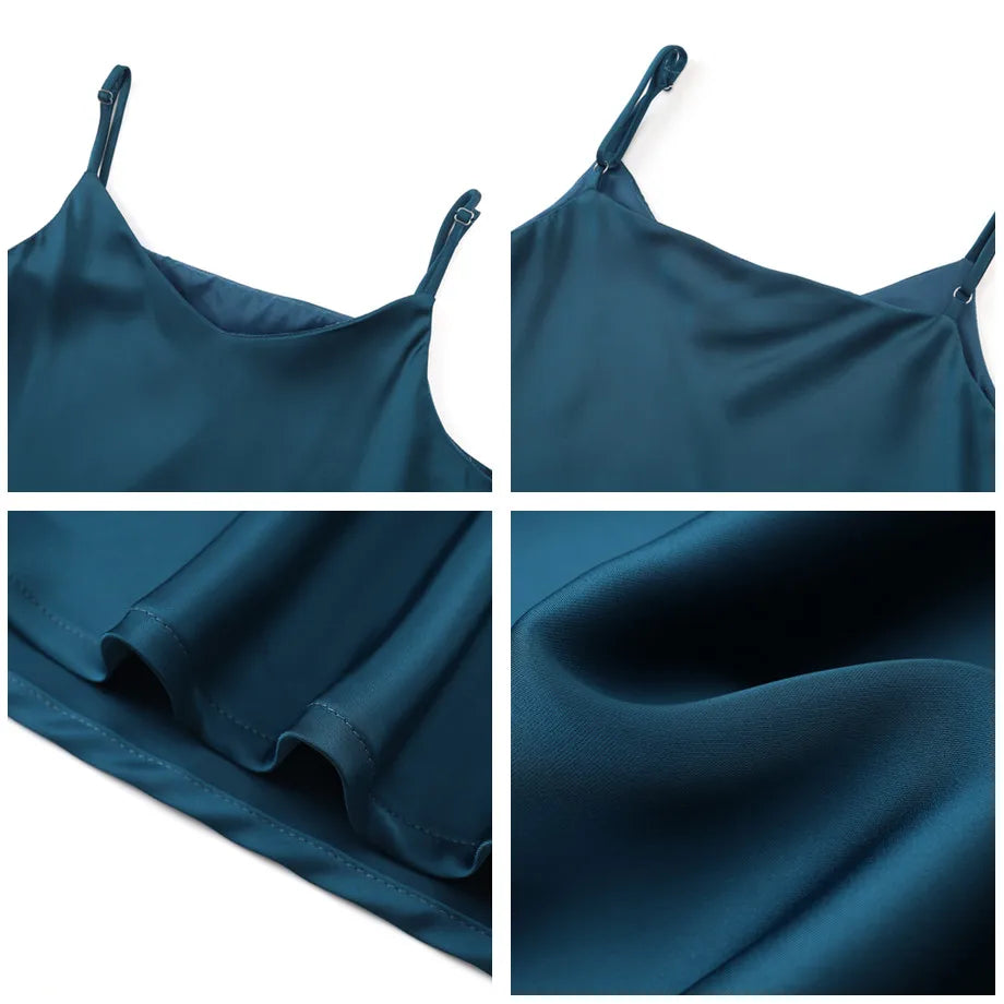 AS 2024 woman clothes thicken ribbing closed-fit wrap tops + Satin Adjustable straps dress (ship out in 1 day)