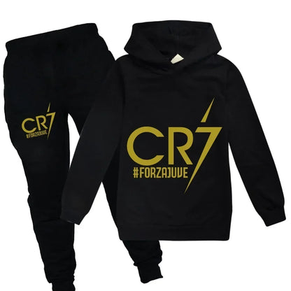 Spring Autumn Tracksuit Football CR7 Print Kid's Clothes Hoodie+Pants Suit 2pcs Set Boy Girl 3-12 Years Children Holiday Gifts
