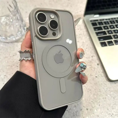 غطاء حماية مغناطيسي شفاف غير لامع Magsafe لهواتف آيفون 17 16 15 14 13 12 11 برو ماكس 14 بلس 16E 17E AIR للشحن اللاسلكي