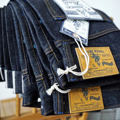 SZ6601-10OZ Men Jeans Selvedge Sanforized Denim Jeans Summer Indigo Jeans for Man Regular Fit Straight Leg 10 Oz