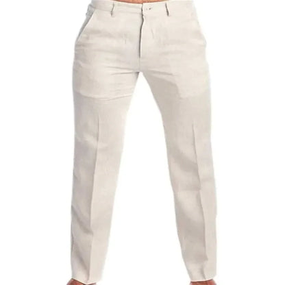 Men's Clothing Linen Slant Pocket Straight Solid Color Comfortable Breathable Daily Casual Pants
