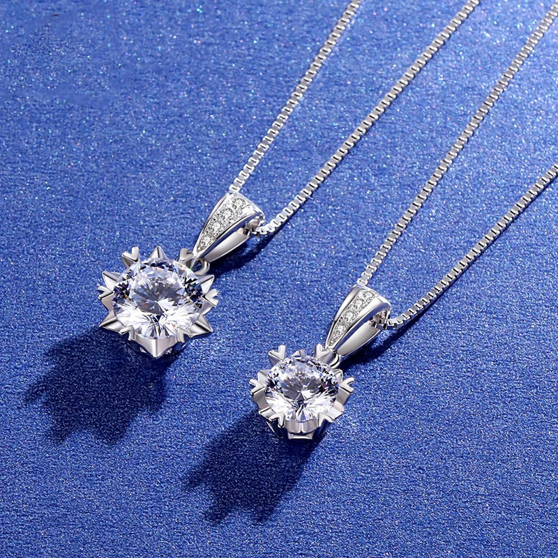 1/2CT D VVS Moissanite Necklace for Women Brilliant Cut Wedding Lab Diamond Pendant Sterling Silver 925 Jewelry Box Chain