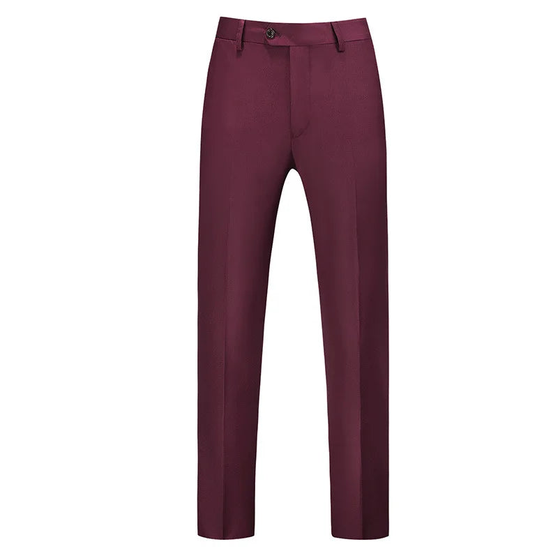 19 Color High Quality Men's Solid Color Slim Fit Suit Pants 2025 Fashion Formal Business Social Groom Wedding High End Trousers