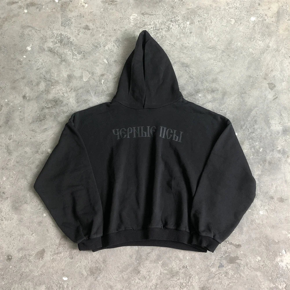 Fashion 1:1 KANYE WEST Streetwear Sweatshirt DONDA Printed Velvet Casual Loose Oversized Tops Hoodies Men