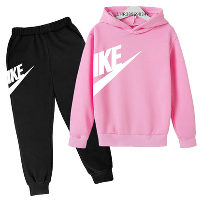 Children 3-12 Years Old Autumn Hoodie Long-sleeved Boys Girls Toddler Sports Coat Top+Pants Stylish Casual Sweatshirt Set