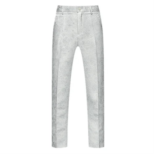 New Men Luxury Jacquard Suit Pants Fashion Wedding Party Groom Dress Trouser
