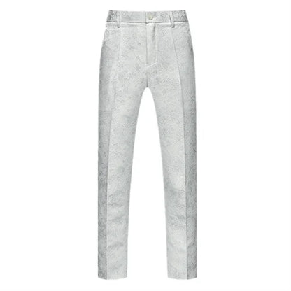 New Men Luxury Jacquard Suit Pants Fashion Wedding Party Groom Dress Trouser