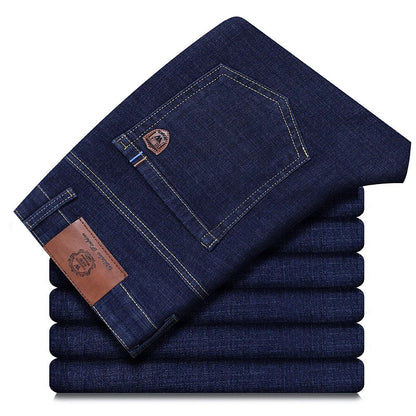 2026 New Style Business Men's Jeans Casual Straight Stretch Fashion Classic Blue Black Work Pant Denim Trousers Male Clothing