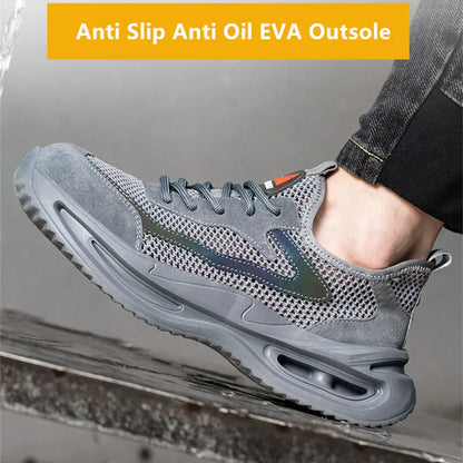 summer breathable work shoes with iron toe anti puncture security shoes work sneakers for men anti-slip Lightweight safety shoes