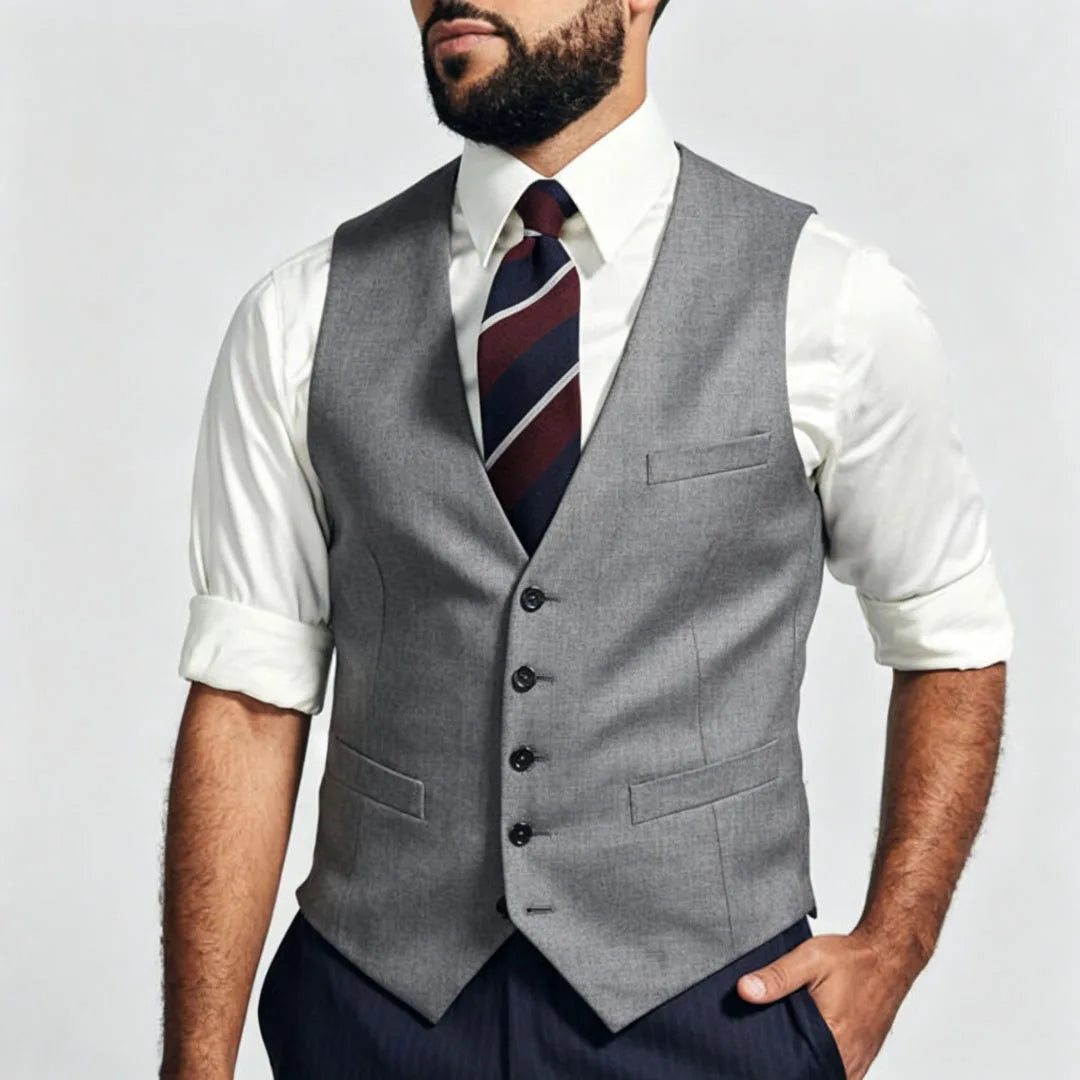Men Vest Dark Gray Single Breasted V Neck Solid Waistcoat For Wedding Banquet Business Work Office Casual Daily Men Suit Vest
