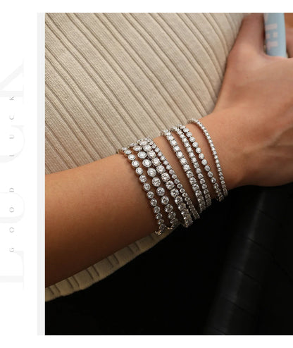D Color VVS1 Moissanite Tennis Bracelet 925 Sterling Silver Single Classic Bracelets With Box for Women Man Fine Jewelry