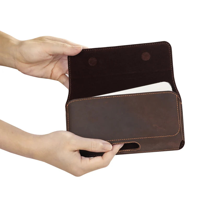 Genuine Leather Pouch For iphone 17Pro Max/17/16Pro Max/16Plus/15/15Pro Max/14Pro Max /14/13 Phone Holster Belt Clip Case Holder