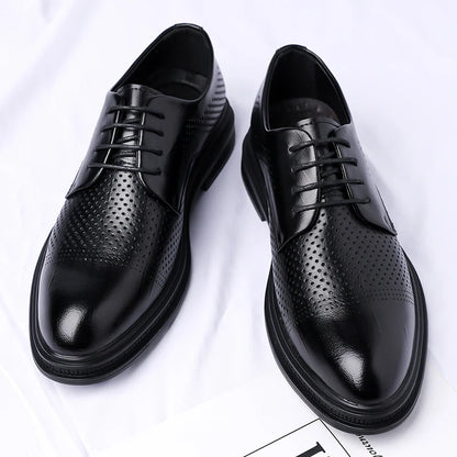 Men's Formal Leather Shoes Lace Up Breathable Non-slip Rubber Sole Lightweight Comfortable Dress Shoes Office & Special Occasion