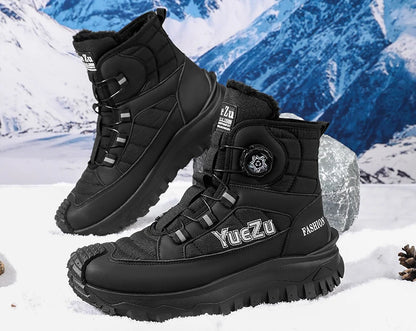 New Winter Oversized Men's Boots Waterproof Cold Resistant Plush and Warm Snow Boots Outdoor Thick Soled Casual Work Boots