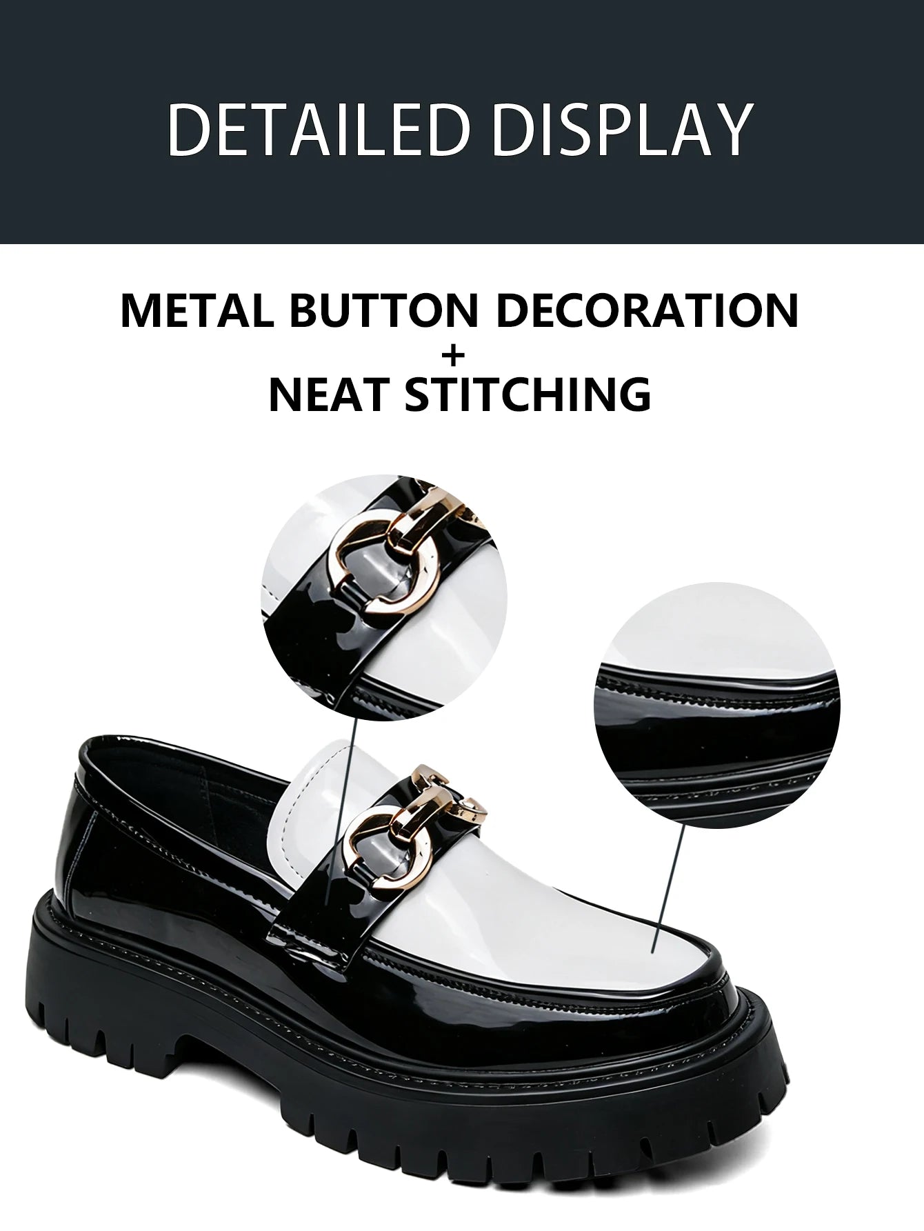 Classic Fashion Thick Sole Men's Penny Loafers Slip-On Business Dress Shoes for Gentleman Metal Buckle Formal Party Glossy Shoes