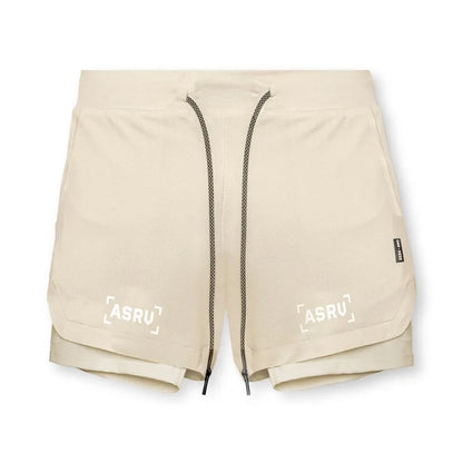 Men's 2 in 1 Double-deck Gym Shorts Quick Dry Summer Running Workout Shorts Zipper Pockets Slim Fit Fitness Training Short Pants