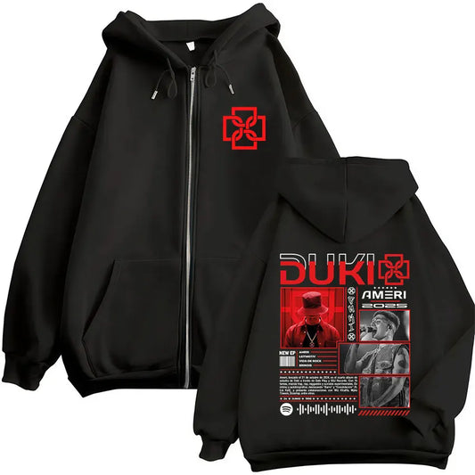 Rapper Duki Ameri World Tour 2025 Zipper Hoodies Men Women Clothing Fashion Hip Hop Zip Up Hooded Oversized Sweatshirts Jackets