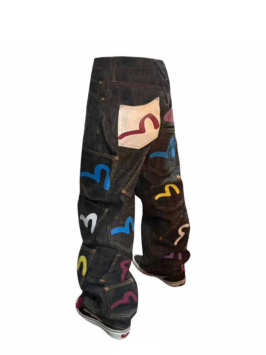 Women's Baggy Cargo Jeans Abi Y2k Japanese Streetwear Hip-pop Goblin Core Cyber Punk Denim Pants Grunge Designer Harajuku Cowboy