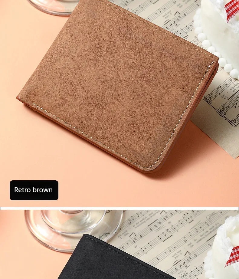 2026 Nouveau Portefeuille Homme Court Pince à Billets Zippé Cuir Souple Léger Simple