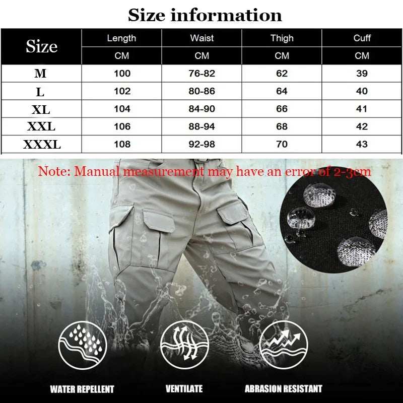 Men's Military Tactical Casual Pants Waterproof Combat Cargo Trousers Multi-pocket Casual Pant Outdoor Training Overalls Male