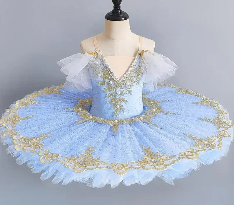 Professional Ballet Girl Blue Pink Pancake Princess Ballet Party Dress Ballet Dance Costume