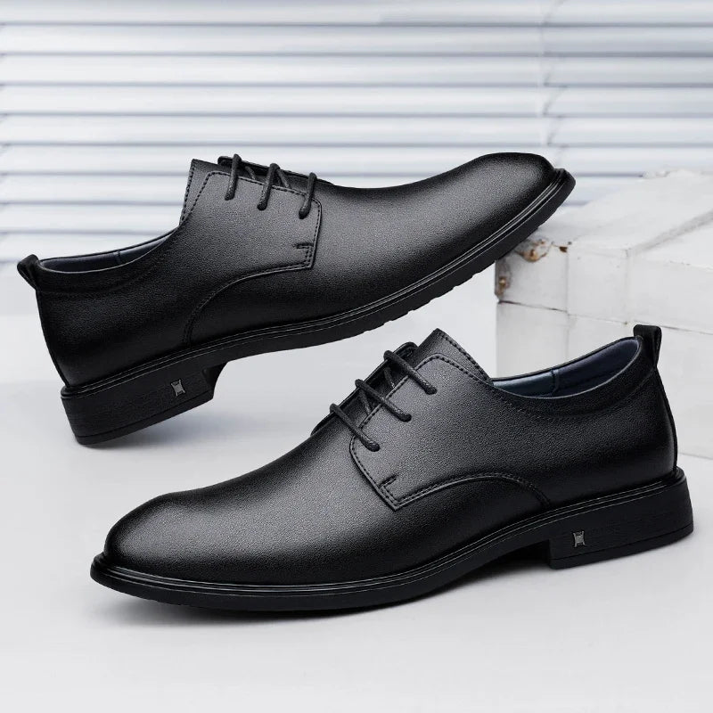 New Mens Formal Business Oxford Shoes Classic Leather Dress Shoes Wedding Office Casual Footwear Derby Shoes Male Sneakers