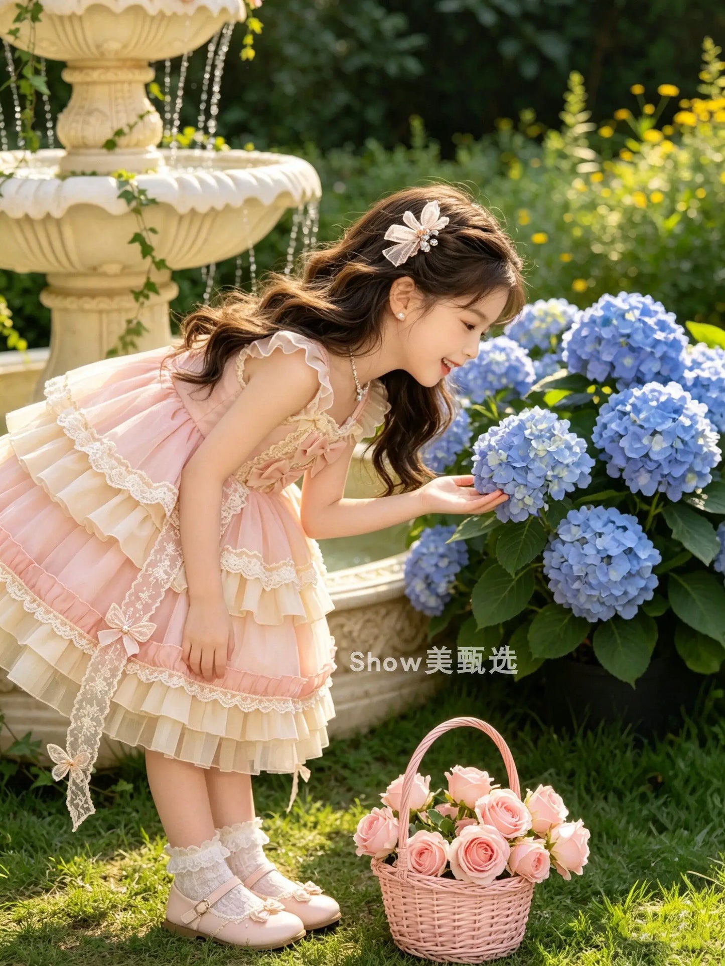 2026 New Summer Baby Girls Princess Lolita Dress Kids Sweet Pink Lace Bow Sleeveless Flower Girl Cake Dress Birthday Party Gown