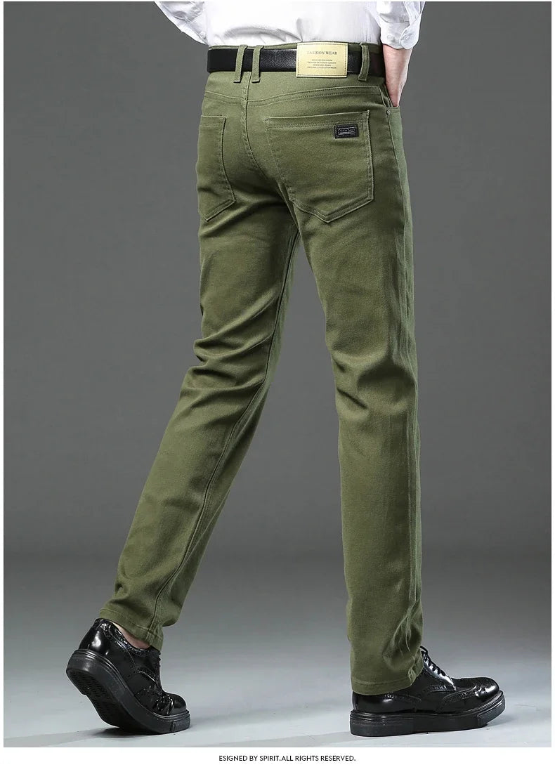 2025 Spring Autumn New Men's Clothing Slim Jeans Fashion Brown Business Casual Stretch Denim Pants Male Brand Trousers 28-44
