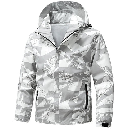 Softshell Outdoor Jacket Men Zip Up Hooded Waterproof Jacket Hiking Camping Windbreaker Lightweight Spring Autumn Coats