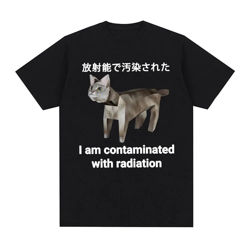 I Eat Cement Cursed Cat Funny Meme T Shirt for Men Women Fashion Casual Short Sleeve T Shirts Male Oversized Cotton T-shirt Tops