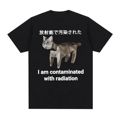I Eat Cement Cursed Cat Funny Meme T Shirt for Men Women Fashion Casual Short Sleeve T Shirts Male Oversized Cotton T-shirt Tops