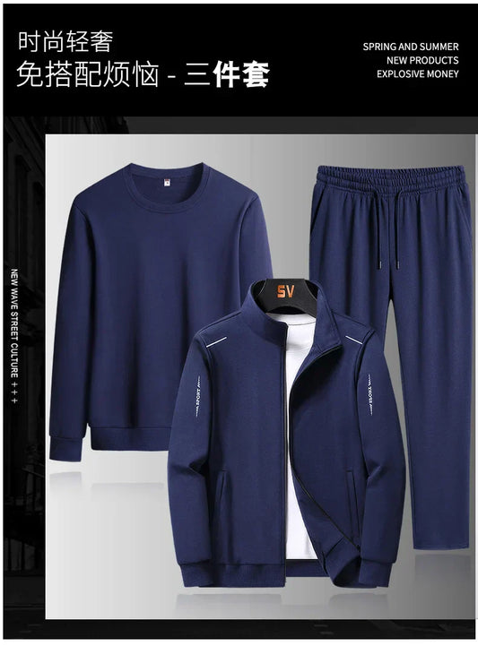 2025 Spring Autumn Sweatshirt SweatPants Trousers For Men Set Two Piece Black Tracksuit Hip Hop Streetwear Running Sport Clothes