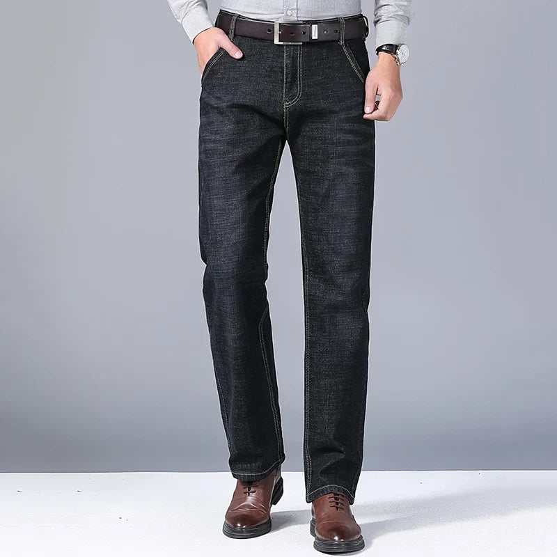 2024 Fashion Men Stretch Loose Straight Jeans Casual Elastic Slim Fit Denim Pants Male Brand Business Trousers Large size 38 40